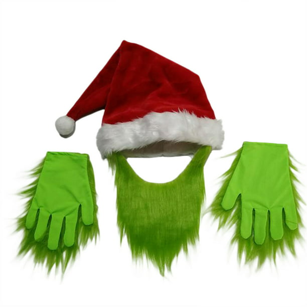 One Size Santa Hat with Beard for Adults Christmas Costume Accessories